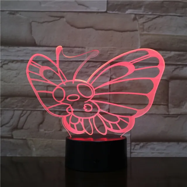 MC Living 3D Led Lamp Met Gravering - RGB 7 Kleuren - Vlinder