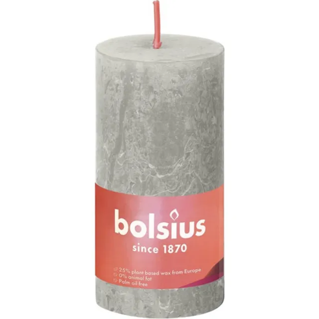 Bolsius Stompkaarsen Shine 8 st rustiek 100x50 mm zandgrijs