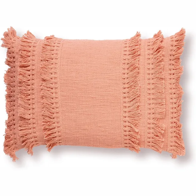 Dutch Decor FARA - Kussenhoes 40x60 cm - 100% katoen - met franjes - Muted Clay - roze - met rits - zonder binnenkussen