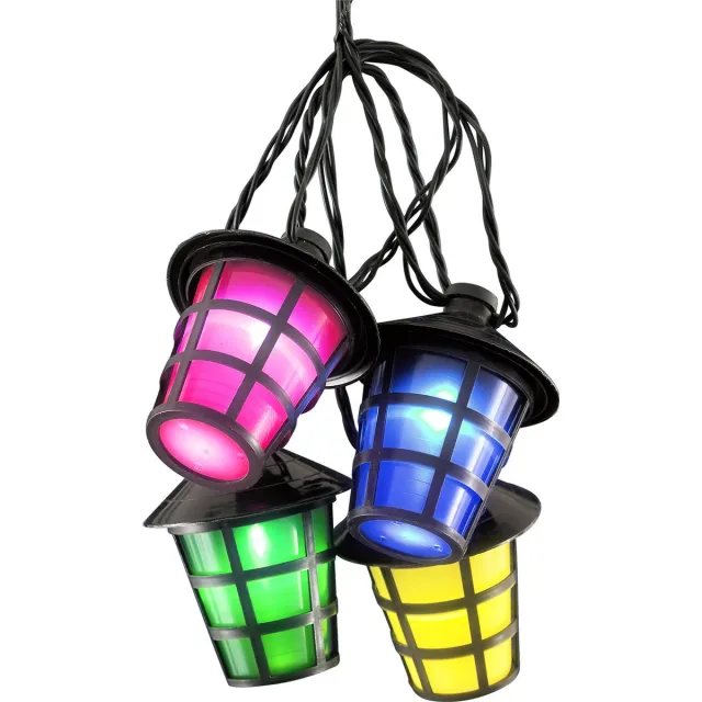 Konstsmide 4162 - Snoerverlichting - 20 lamps LED gekleurde lantaarns - 475 cm - 24V - voor buiten - multicolor