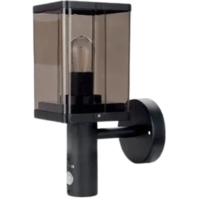 MasterLED Wandlamp Buiten - zwart met bewegingssensor – E27 fitting – IP44 – rookglas