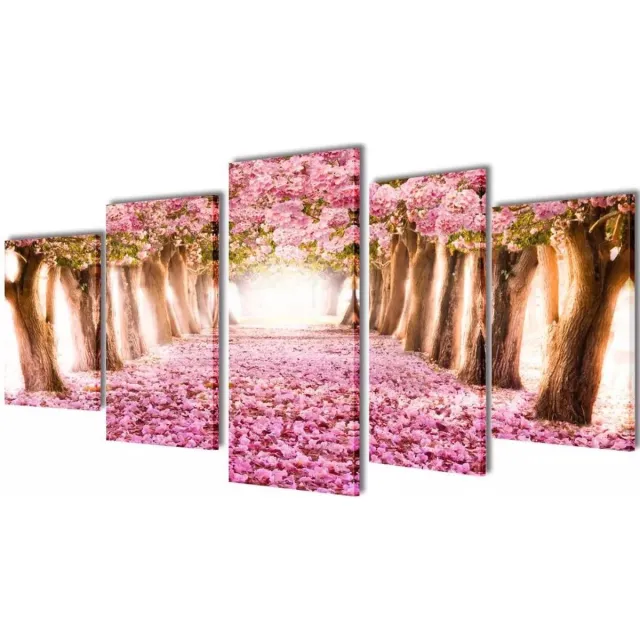 vidaXL Canvas - muurdruk - print - set - kersenbloesem - 200 - x - 100 - cm Meerkleurig