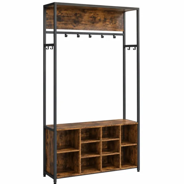 Tremeo Kapstok met Schoenenrek - Kapstok - 100 x 32 x 180 cm - Bruin