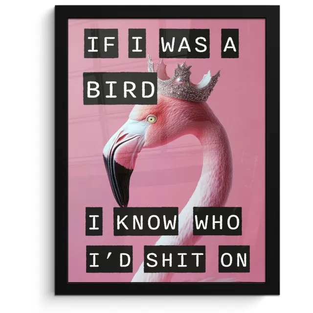 FrameYourWall Poster in lijst - Fotolijst 30x40 cm - Posters - Flamingo - Roze - Vogel - Decoratie - Posterlijst zwart - Decoratie - Wanddecoratie woonkamer - Muurdecoratie slaapkamer Tekst - Flamingo