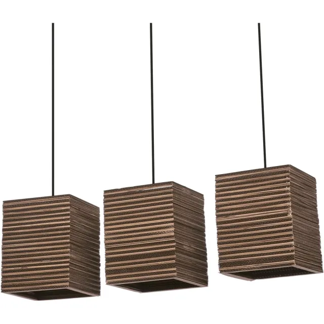 Osram 3-lichts hanglamp Decor Cardboard Square bruin van golfkarton, E27, lengte 830 mm, duurzaam dankzij vervangbare lichtbron, eenvoudige montage