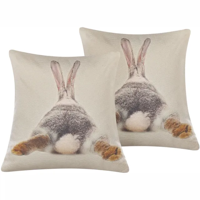 Beliani BUXUS - Sierkussen set van 2 - Taupe - 45 x 45 cm - Polyester Grijs