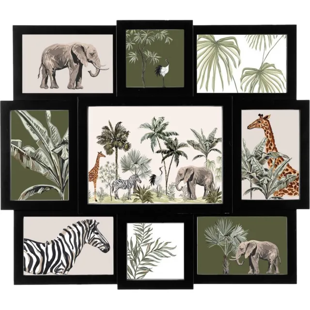 5Five® 5Five collage fotolijst - 9 foto's - 10 x 15 cm - 10 x 10 cm - zwart - foto frame Cali - modern