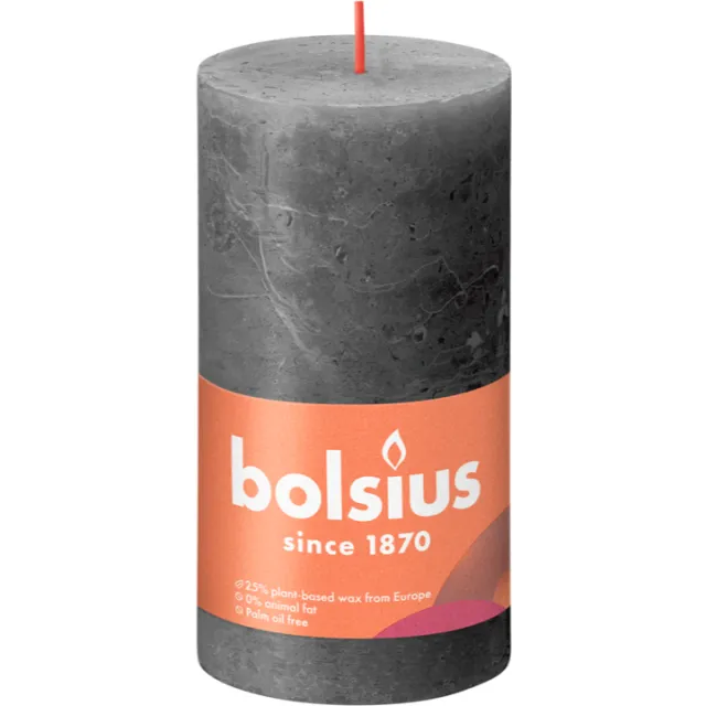 Bolsius Rustiek Stompkaars Stormy Grey 130/68 Donkergrijs