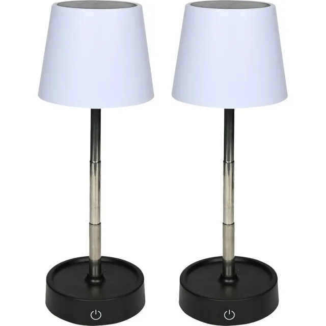 Atmosphera Benson Portable tafellamp LED - 2x - wit - telescopisch - 38 cm - oplaadbaar USB - binnen/buiten