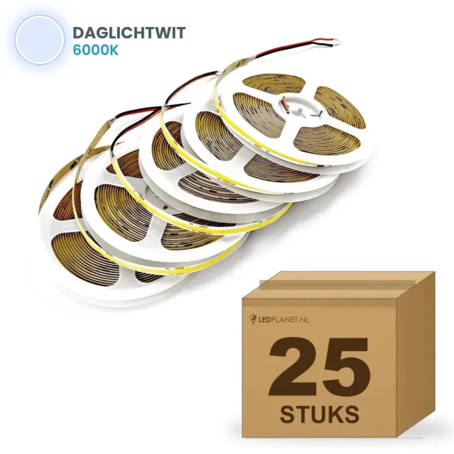 Tsong COB LED Strip - 25 stuks - Daglichtwit 6000K - 24V - 10W/m - 1000lm/m - CRI>90 - IP20 - 5m
