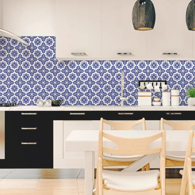Ambiance Sticker Zelfklevende tegelmuurstickers voor keuken en badkamer - 60 tegelstickers, Azulejos Ramiro-stijl - 60 stickers, 20x20 cm Multi color