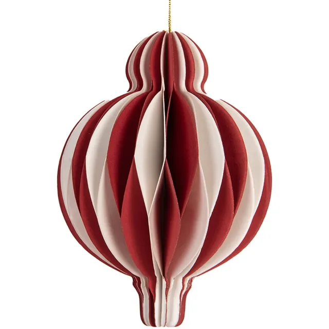 Clayre & Eef Kersthanger Ø 7x10 cm Rood Wit Papier