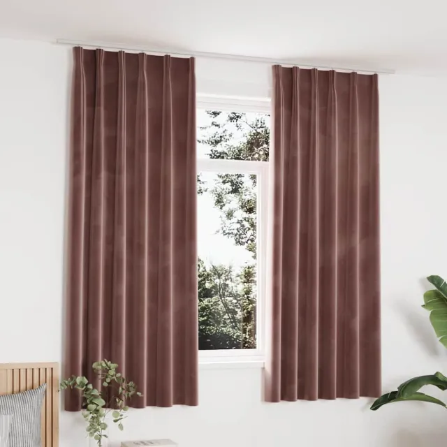 vidaXL Gordijnen verduisterend 2 st met haken 140x175 cm fluweel roze