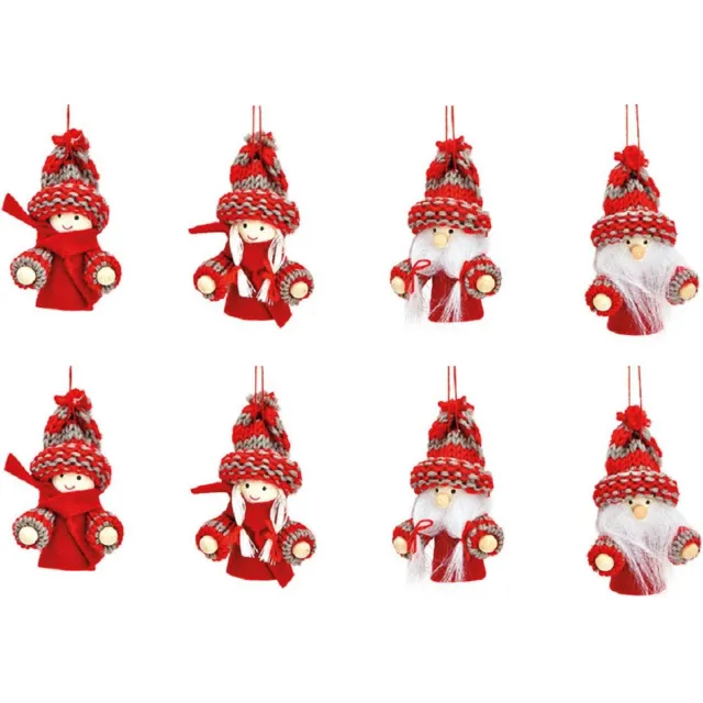 G. Wurm 8x stuks kunststof kersthangers kerstpoppetjes/kerstmannetjes 8 cm kerstornamenten - Kerstversiering ornamenten Rood