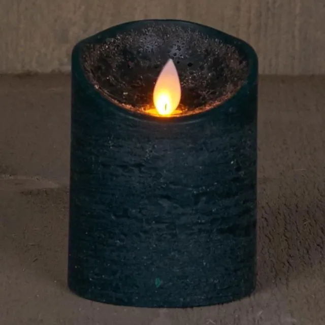 Anna's Collection Stompkaars - 2x - LED - antiek groen - H10 cm - bewegende vlam - kaars