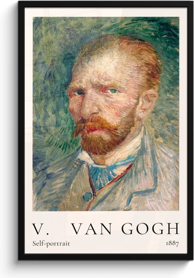 FrameYourWall Poster in lijst - Fotolijst 60x90 cm - Posters - Vincent van Gogh - Self-portrait - Kunst - Oude meesters - Posterlijst zwart - Decoratie - Wanddecoratie woonkamer - Muurdecoratie slaapkamer