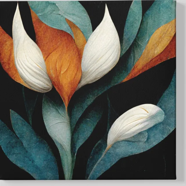 Trendex Global Canvas Schilderij - Abstract - Bloem - Wanddecoratie - 100x100x2 cm Groen