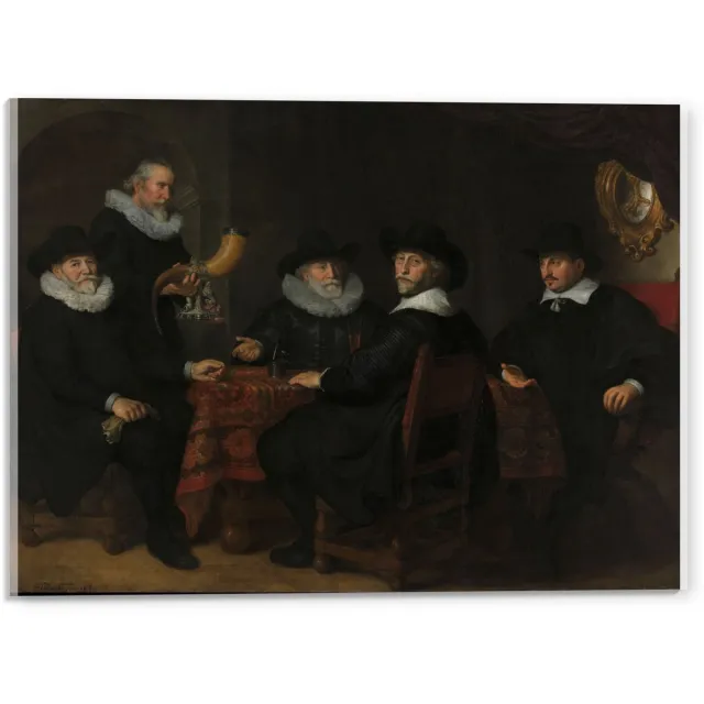 KuijsFotoprint Acrylglas - Oude Meesters - Vier doelheren der Kloveniersdoelen, Govert Flinck - 40x30cm Foto op Acrylglas (Wanddecoratie op Acrylglas) Bruin