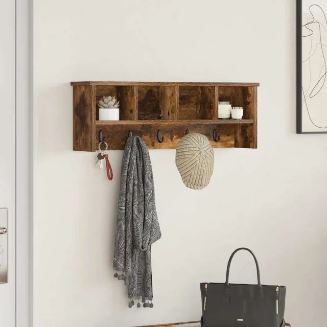 vidaXL Wandgemonteerde kapstok Gerookt eiken 75 x 16 x 26 cm
