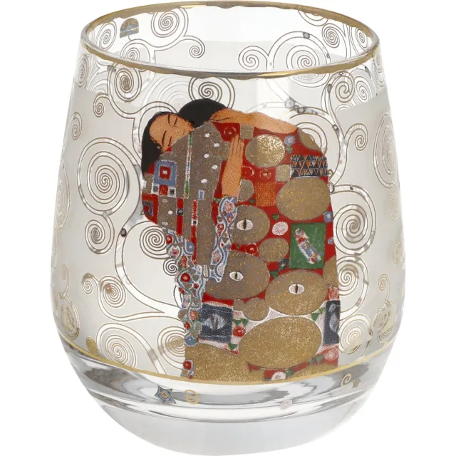 Goebel Gustav Klimt | Windlicht / Theelicht De vervulling | Glas - 9cm - waxinelicht houder - met echt goud