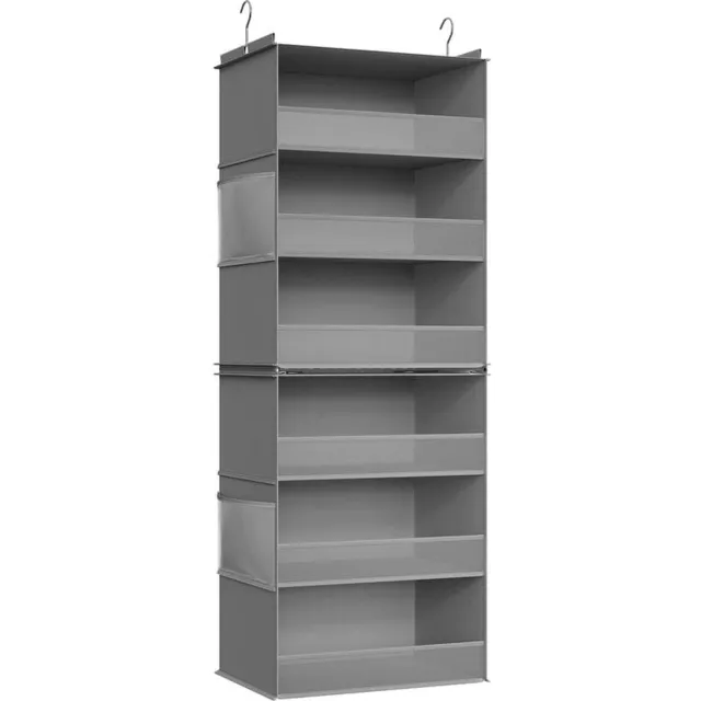 Klarven Hangrek Duifgrijs - Hangrek Kleding - Hangrek Schoenen - Hanging Organizer - Opvouwbaar Kastorganizer - Met Metalen Haken en Bamboe Inzetstukken