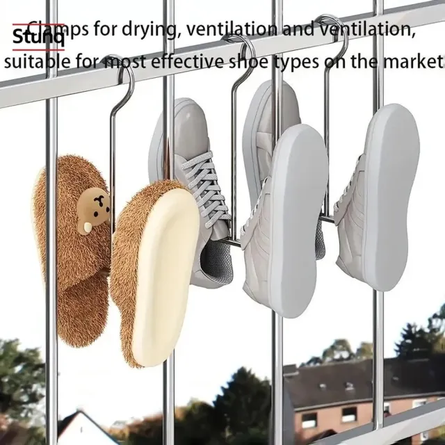 Stunq Schoenenrek RVS - 5 stuks hangende schoenenhangers met dubbele haak Zilver
