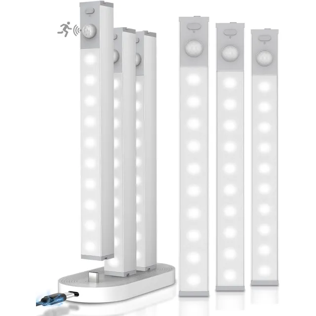 FLITI Onderkastverlichting - met oplaadstation - voor kastverlichting - oplaadbare lichtbalk - voor thuisgebruik - wit - 17,8 cm - 6 stuks