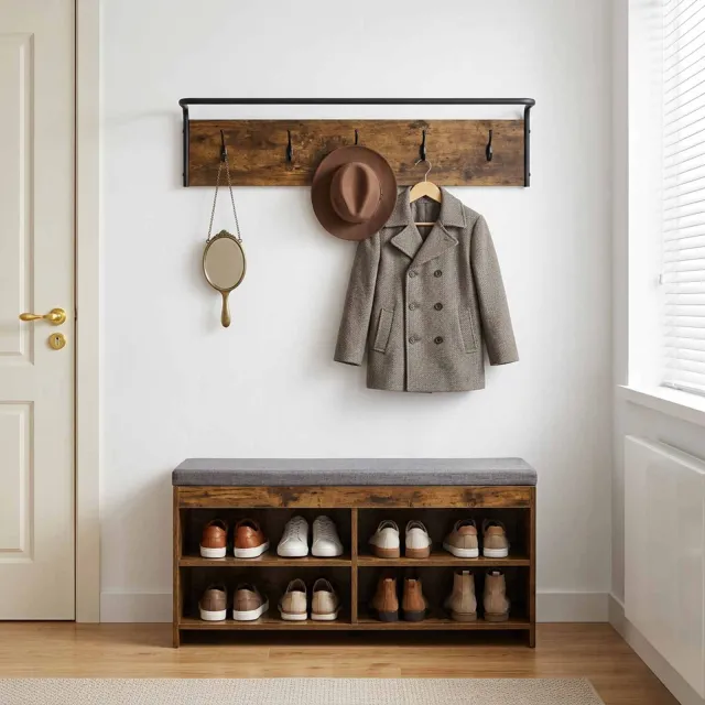 vidaXL Kapstok 100 x 30 x 25 cm Gerookt eiken Bewerkt hout Bruin