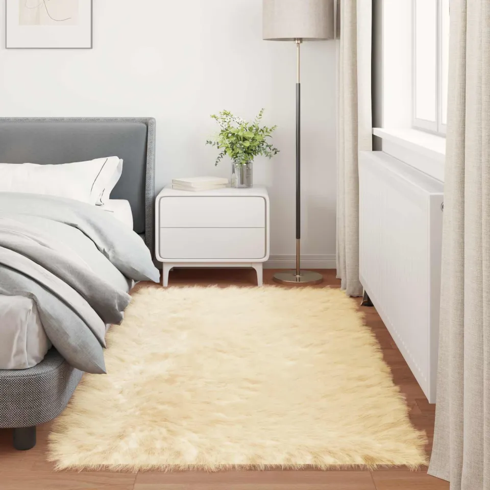 vidaXL Tapijt van imitatie TAFALLA Crèmekleurig 100 x 200 cm Polyester, foto 3