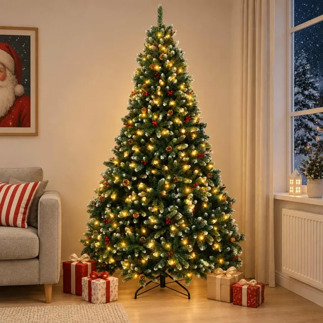 vidaXL Kunstmatige Inklapbare Kerstboom 270 cm 300 LED's Warmwit Groen