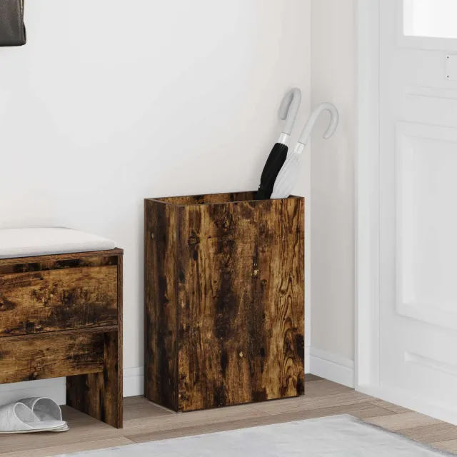 vidaXL Paraplu Standaard Gerookt eiken 40 x 20 x 55,5 cm Bewerkt hout Bruin