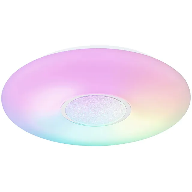 Globo Lighting LED plafondlamp Dimbare slaapkamer plafondlampen met kleurwisselaar, afstandsbediening nachtlamp functie regenboogeffect, RGB 1x 40W 2700lm, DxH 48,5x7,2 cm Wit