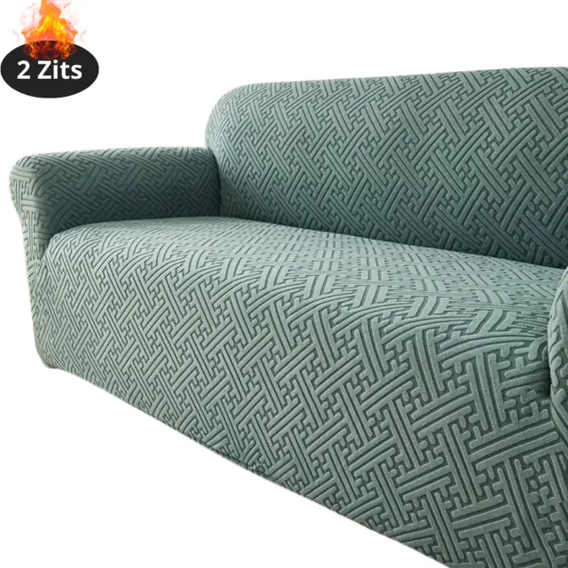 Bovista Bankhoes - Bankbeschermer - Stretch - Sofa Cover - Effen - Groen - 2 Zits
