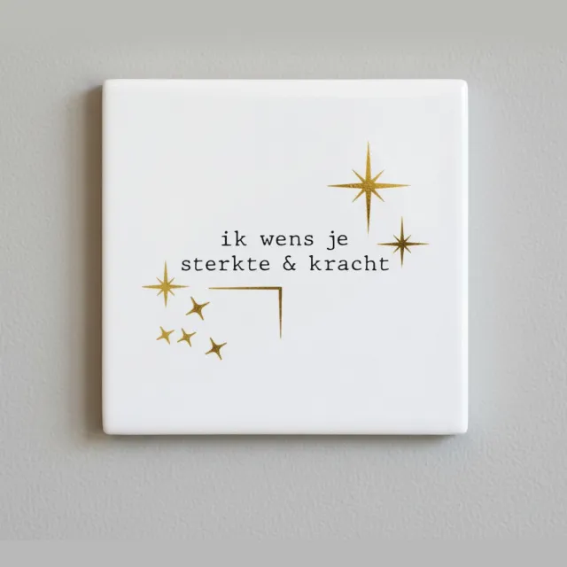 Nevolis Inspirerende Quote Tegel voor Sterkte & Kracht – “Ik Wens Je Sterkte & Kracht” – Elegante Decoratieve Keramische Tegel 15 × 15 cm Multi Color