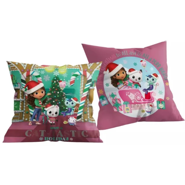 Gabby's Poppenhuis Gabby's Dollhouse sierkussen Cat-tastic Holiday Christmas 40 x 40 cm blauw