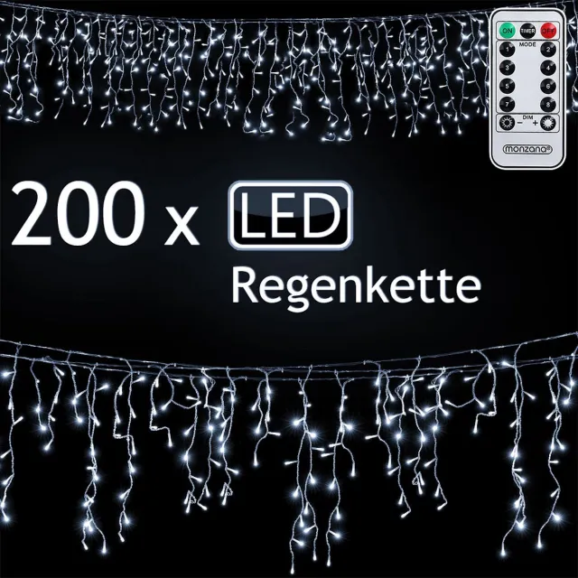 Monzana Regenketting, LED verlichting 400, wit, kerstverlichting