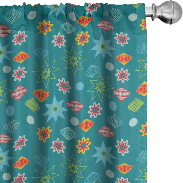 ABAKUHAUS Gordijnen – 2x75x245 cm – Microvezel – Teal multikleur Teal Multicolor