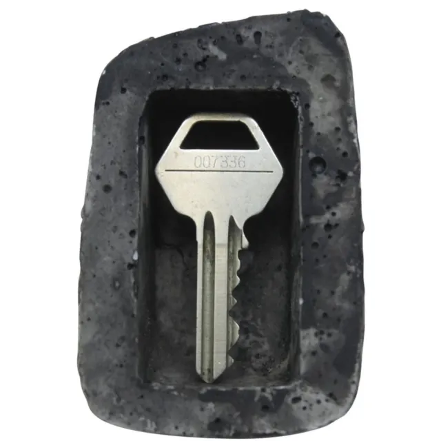Gerimport Sleutel verstopplek - opbergsteen - kunststof - 5x8 cm - voor buiten - sleutels opbergen Grijs