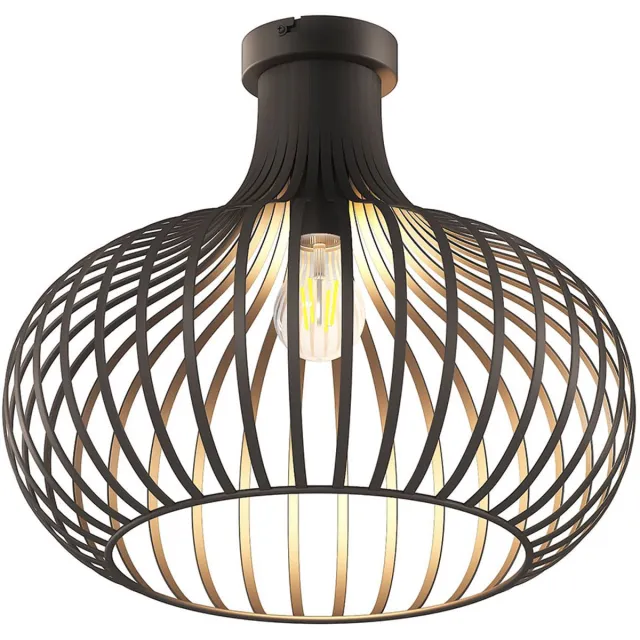 NOWA LED plafondlamp Filament Eettafellamp Industriële woonkamerlamp roestkleurig, metalen gaas, 1x 4W 320Lm warm wit 1700K, DxH 40x35 cm Bruin