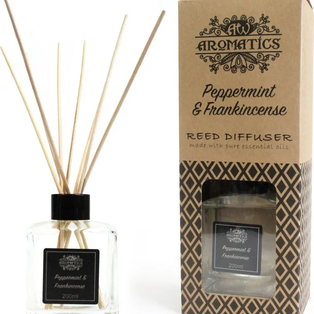 Ancient Wisdom AW Geurstokjes Pepermunt & Wierook - 200 ml - Etherische Olie - Puur Natuur - Aromatherapie