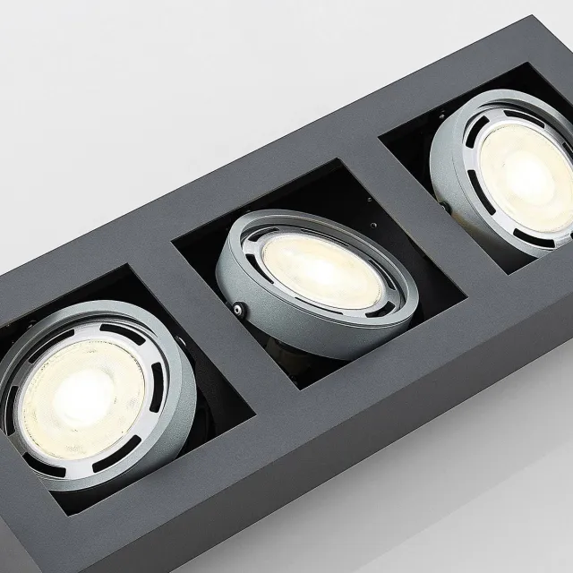 ARCCHIO plafondlamp - 3lichts - Aluminium, metaal - H: 9 cm - GU10 - donkergrijs