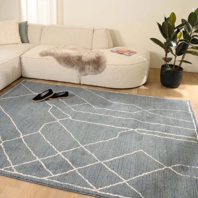 Tapeso Abstract vloerkleed - Fancy Sketch blauw 80x150