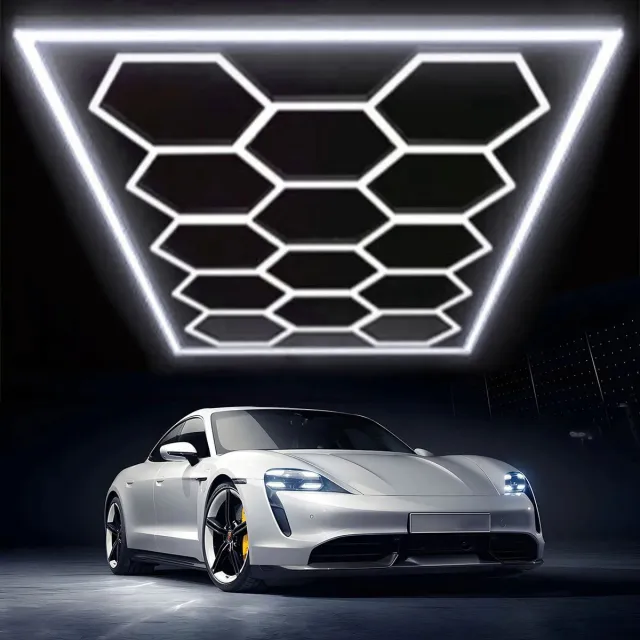 Gudalio LED Plafondlamp - Wandlamp - Verlichting Set - Garagelamp - 14 delig - Modern - Hexagon - Honingraat - 680W - 6500K Wit