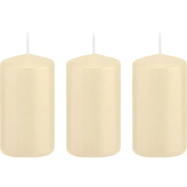 Trend Candles 3x Cremewitte cilinderkaarsen/stompkaarsen 6 x 12 cm 40 branduren - Geurloze kaarsen - Woondecoraties