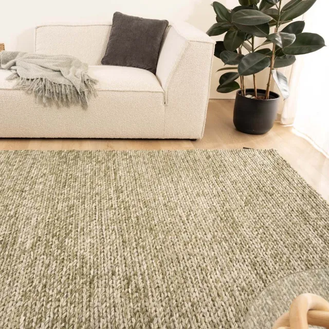 Nordic Weavers Wollen vloerkleed - Hyssing olijfgroen 200x300