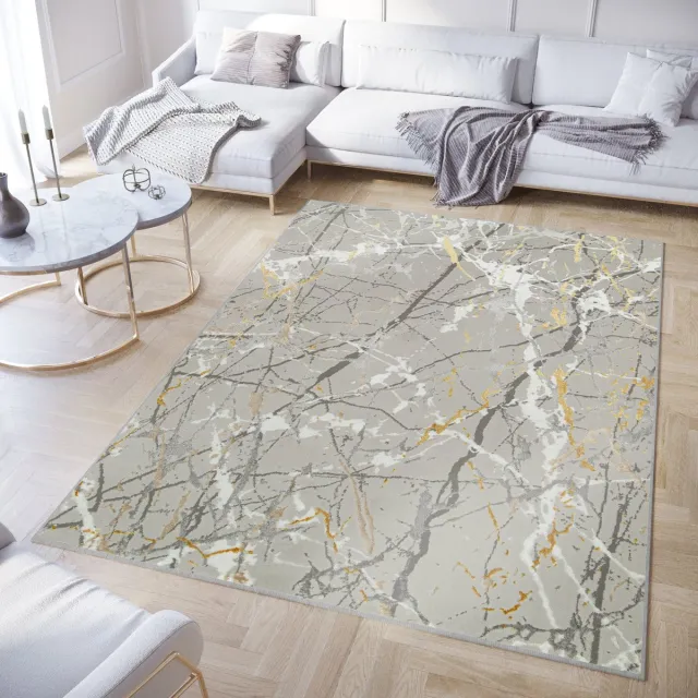 Tapiso Crystal Vloerkleed Lichtgrijs Beige Marmer Kleed Tapijt Lichtgrijs 6
