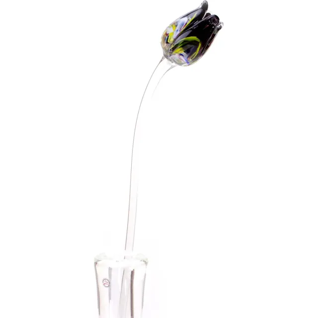 Loranto Tulp Multicolor Zwart - Glazen Tulpen - Tulpen van Glas - Glazen Bloemen
