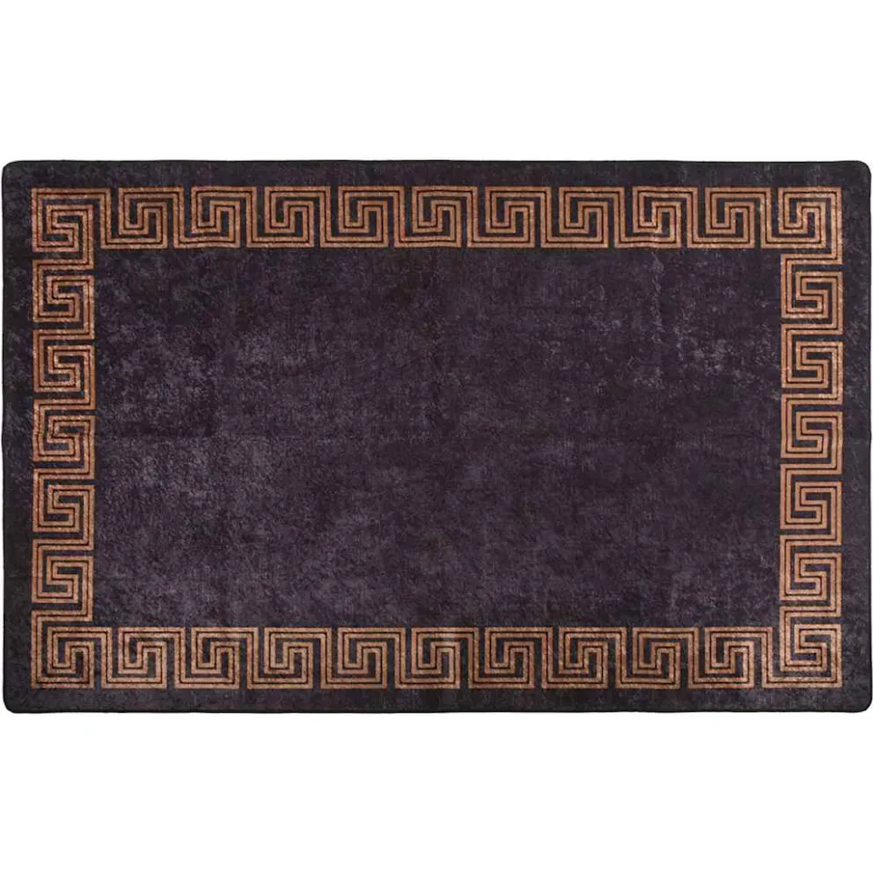 vidaXL Vloerkleed wasbaar 160x230 cm zwart en goudkleurig