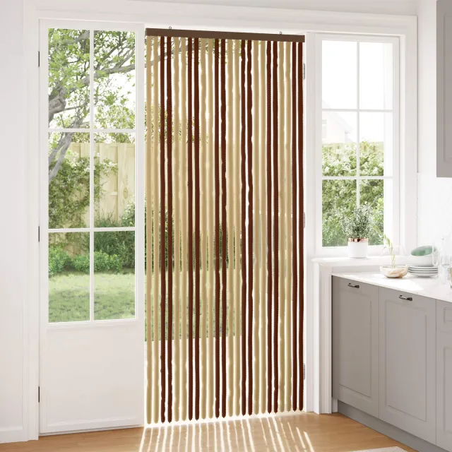 vidaXL Insecten Gordijn Chenille Bruin en beige 100 x 230 cm 100% PP