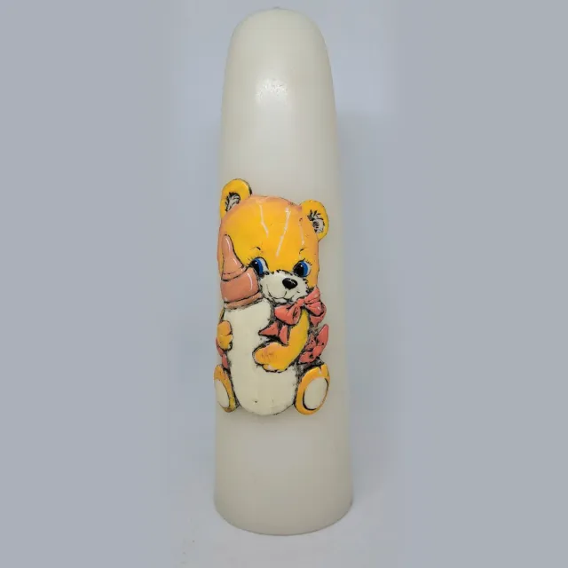 Kaarserij kaars-geboorte-beer-240x80mm-gelegenheidskaars-geboortekaars-dompelkaars-kaarserij wit / geel
